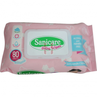 Sanicare Unscented Cleansing Baby Wipes 80s