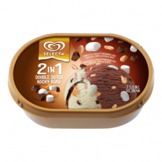 Selecta Ice Cream 2 In 1 Double Dutch and Rocky Road 750mL