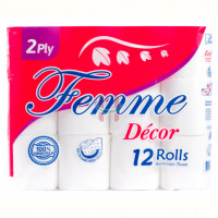 Femme Decor 2 Ply Bathroom Tissue 12 Rolls 300s