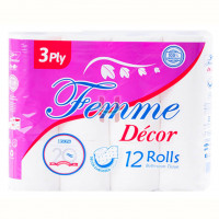 Femme Decor 3 Ply Bathroom Tissue 12 rolls 450s
