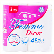 Femme Decor 3 Ply Bathroom Tissue 4 rolls 450s